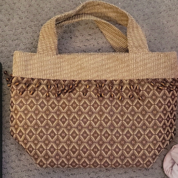 Elegant Beaded Boho Handbag- Brown & Tan- Excellent Shape! - Picture 3 of 3